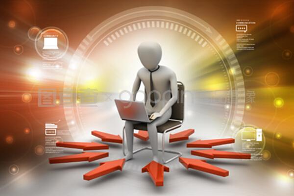 商務人士在色彩背景下展示網(wǎng)絡技術(shù)服務